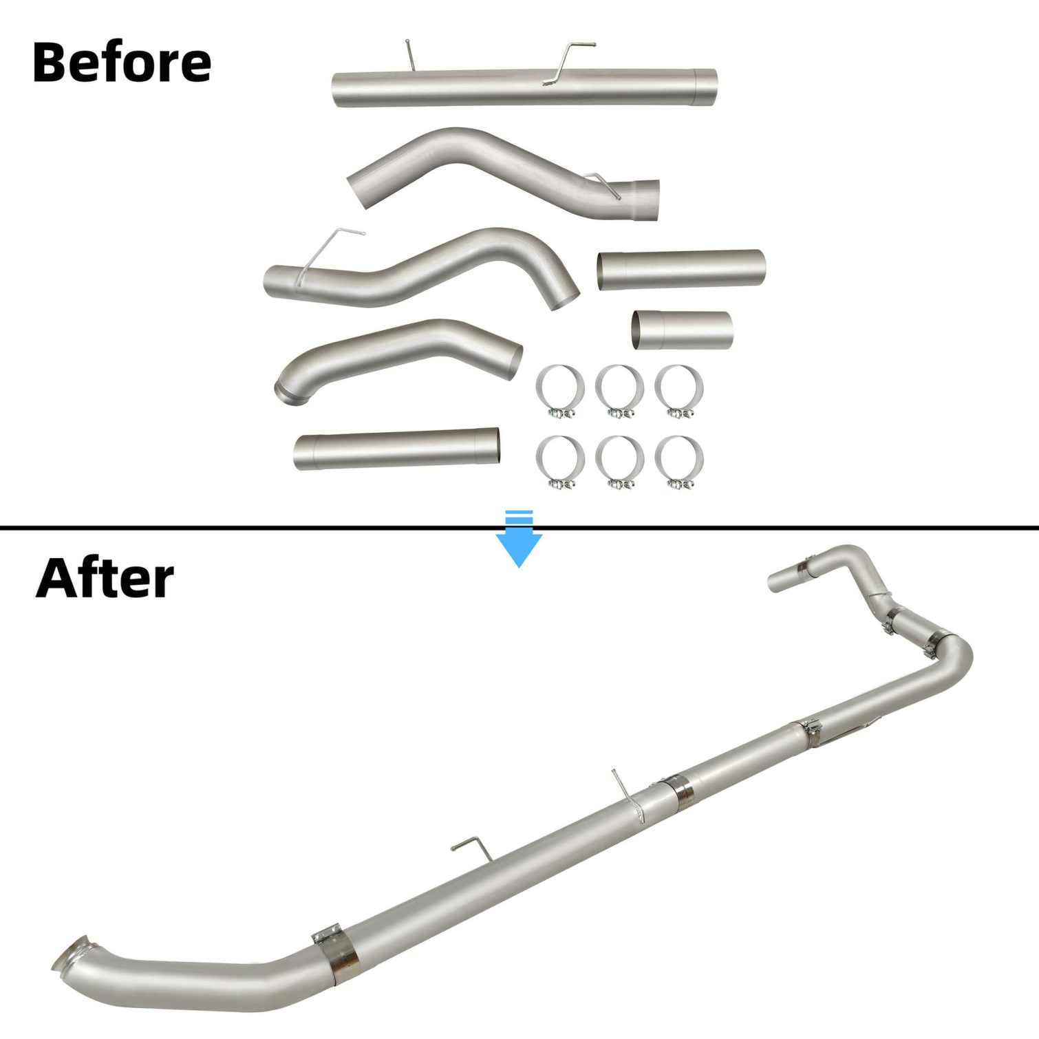 Stainless Steel 5 Muffler Exhaust Pipes For 2007-2012 Dodge Ram Cummins Diesel 6.7L https://minimaxxtuner.com