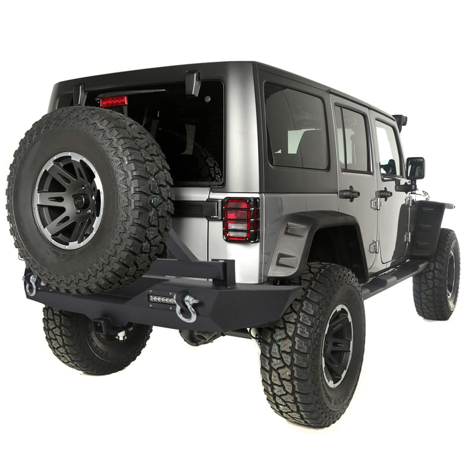 Textured Black Rear Bumper for 2007-2018 Jeep Wrangler JK with Tire Carrier - Image 9