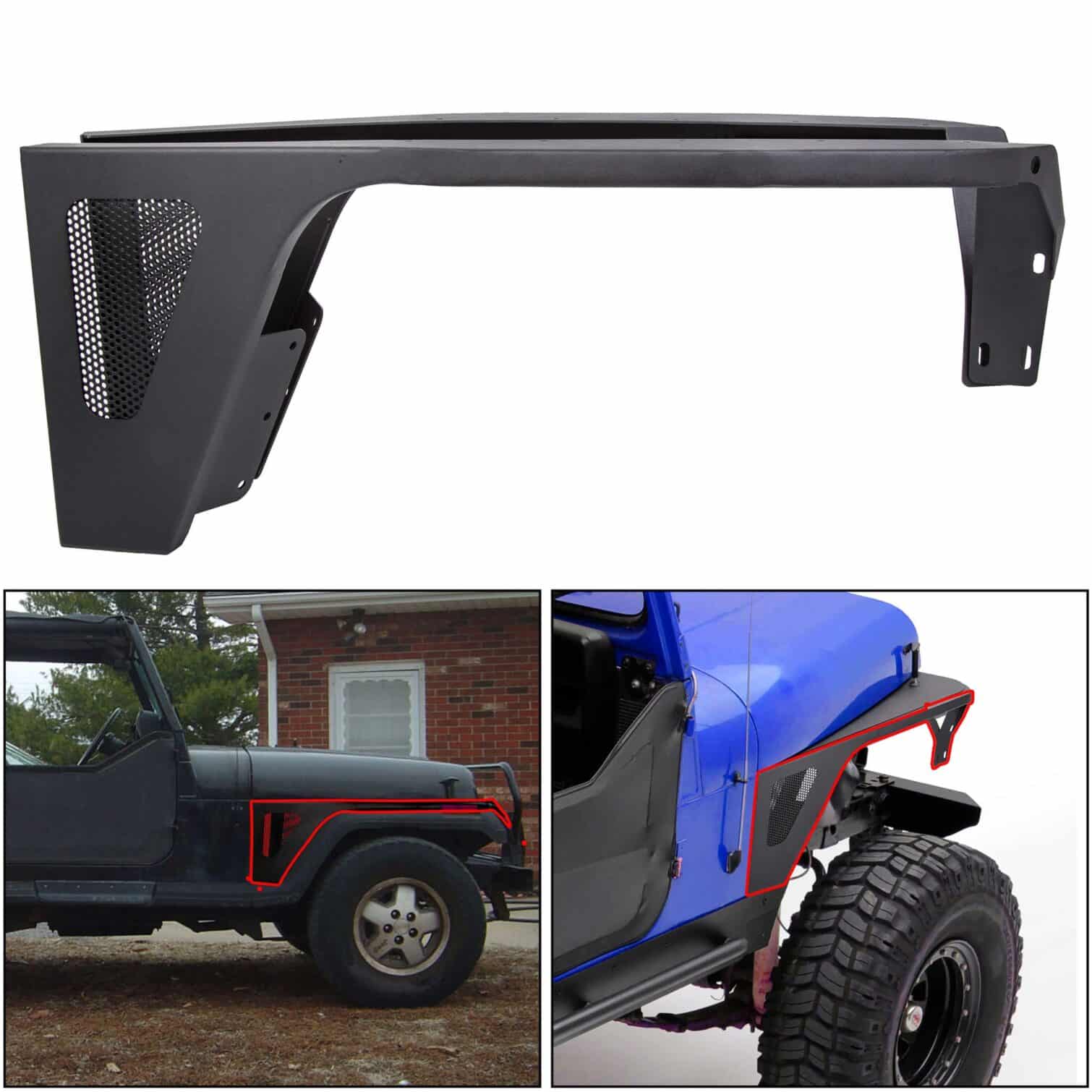 Front Fender Flare Armor for 1987-1996 Jeep Wrangler YJ - Image 9