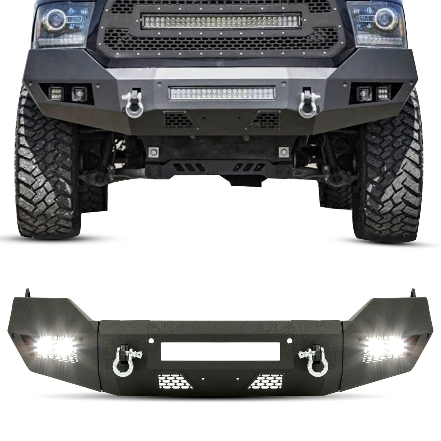 Front Bumper Off-road 3-Piece Modular Compatible with 2013-2018 Dodge Ram 1500 2019-2021 Ram 1500 Classic 2WD/4WD - Image 2