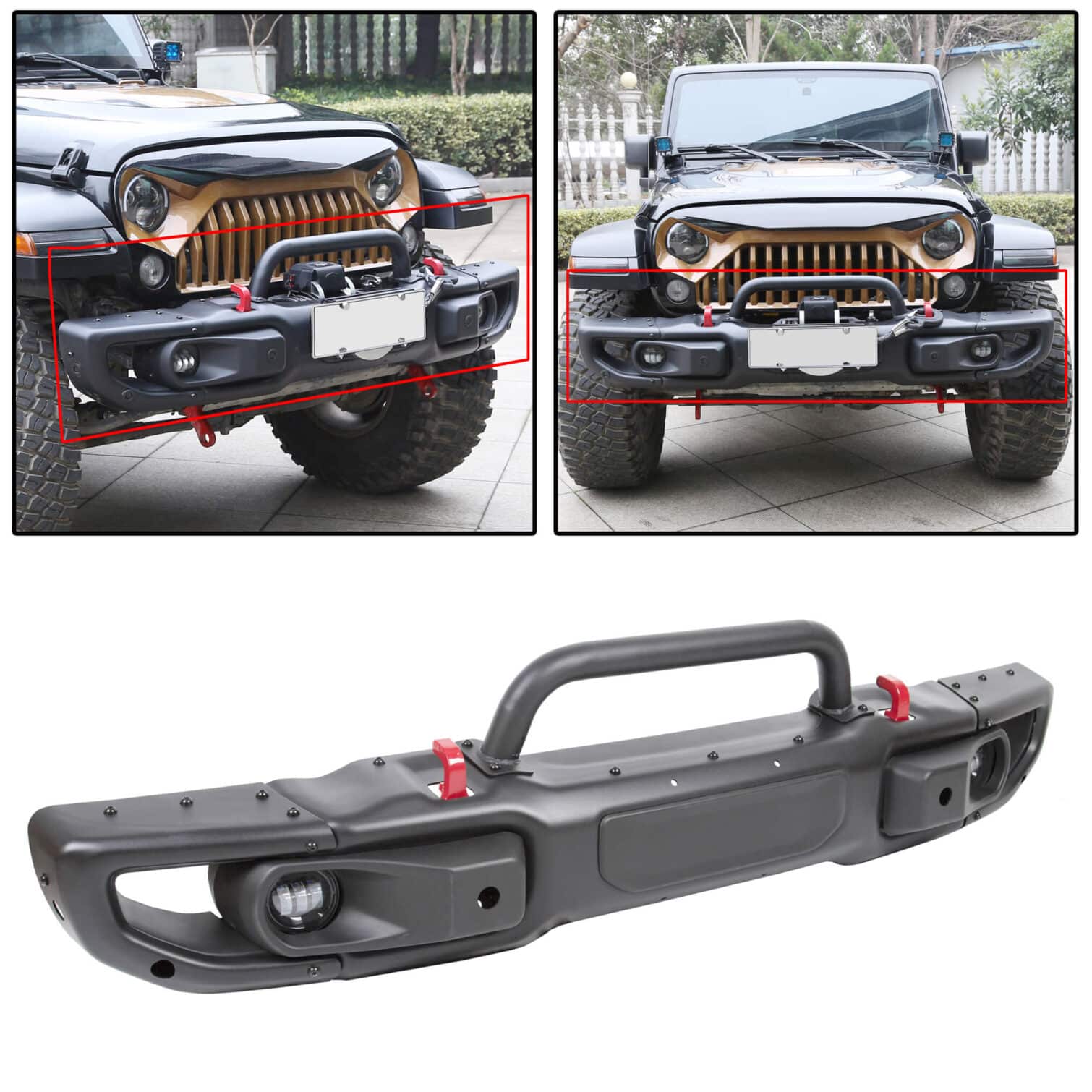 Front Bumper for 2018-2020 Jeep Wrangler JL Rubicon &2020 Gladiator w/LED Fog Lights - Image 2