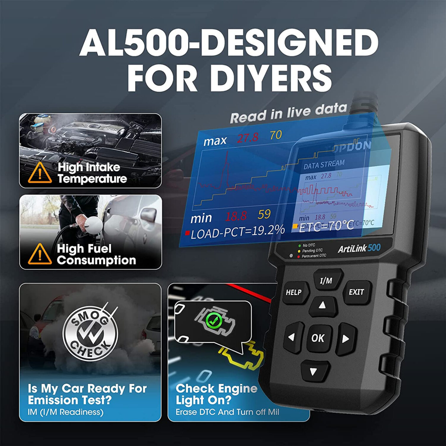 TOPDON ArtiLink500 Professional OBDII Diagnostic Scan Tool (AL500) - Image 4